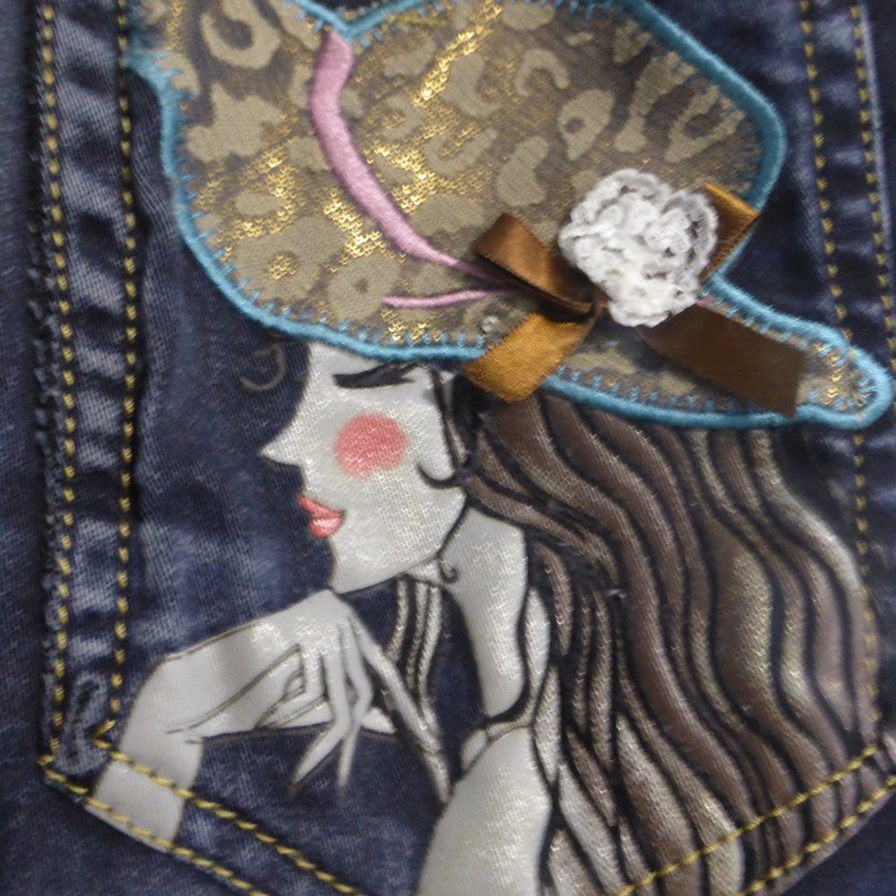 MENG FUSH jeans with girl stitching on back pocket | size 16 Girls